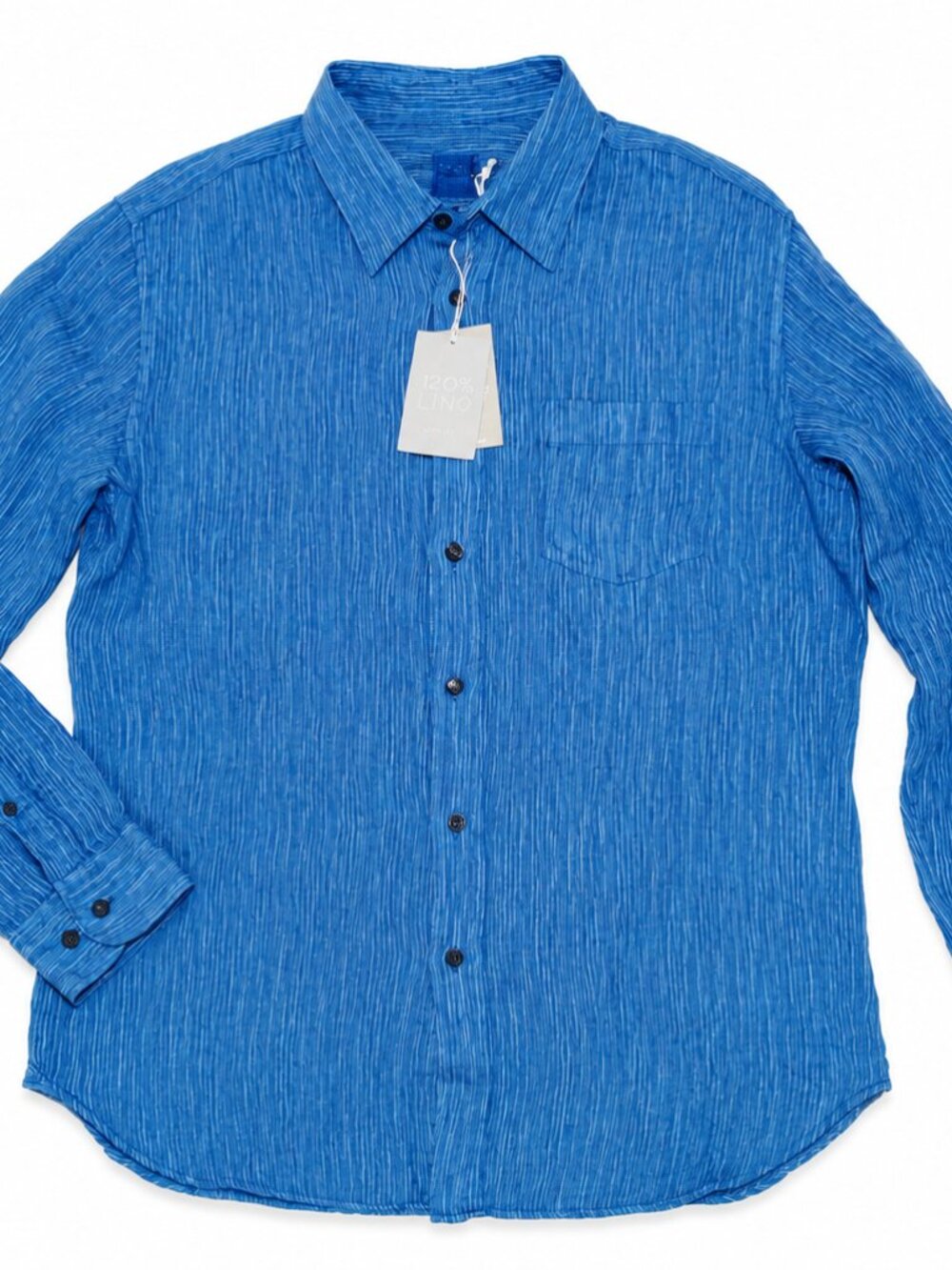 NWT 120% Lino Men's Long Sleeve Striped Linen Shirt Medium M